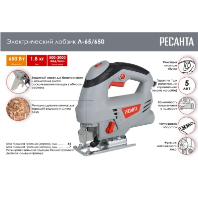 Лобзик электрический Л-65/650 Ресанта 75/9/2