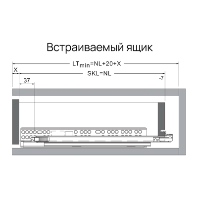 Направляющие SENZA Sincrono PLUS 450 (скрыт монтаж полного выдвижения синхрон 3D clip тип В, 10шт/уп)