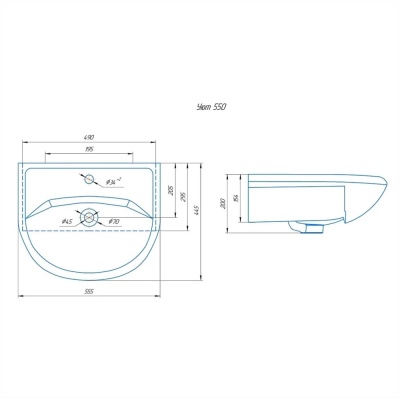 Раковина Уют 55 встраиваемая
