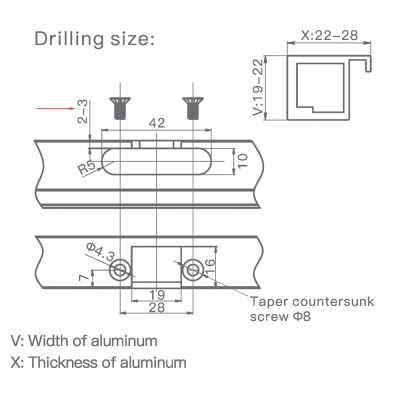 CON BRIO Накладная петля без доводчика для алюминиевого профиля без пружины
