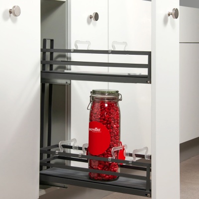 KR05/1/3/150/L/GRPH Корзина 150 мм, левая FLORA цвет графит в компл. с направл. скр. монт