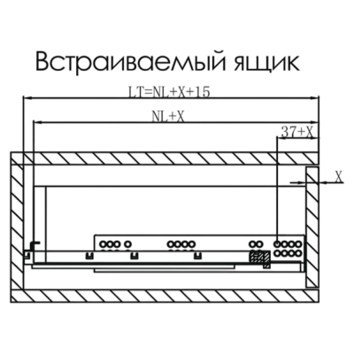 Направляющие SENZA Vento 350 (скрыт монтаж полного выдвижения 3D clip тип В, 10шт/уп)