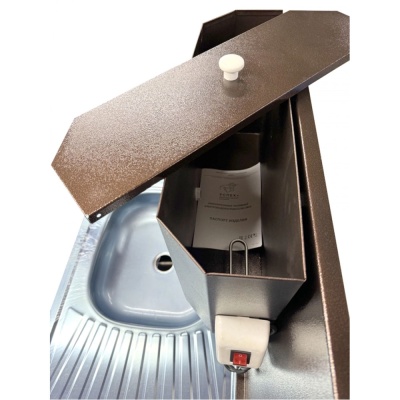 Рукомойник Дуэт 2-х дверный металл. 500*800 антич.медь (с ЭВН-20л + мойка НЕРЖ.+ кран металл.)