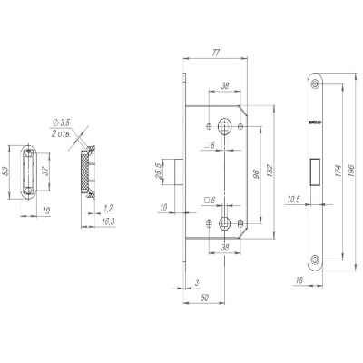 Защелка врезная MAGNET M96WC-50 CP хром