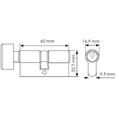 Ключевой цилиндр 60CK W с заверткой 60мм белый