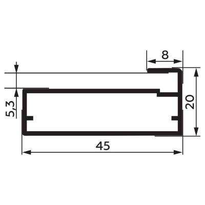 RF-06/MARCO профиль фасадный под стекло черный анод (3м хлыст)