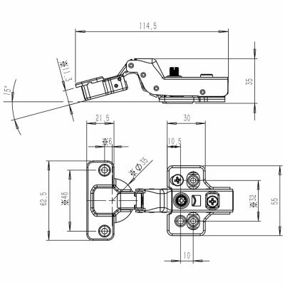 Петля SENZA Brava вкладная (3D clip-on 35 дов, 100шт/уп)
