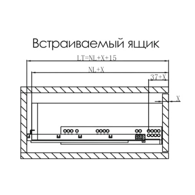 Направляющие SENZA Sincrono 350 (скрыт монтаж полного выдвижения синхрон 3D clip тип В, 10шт/уп)