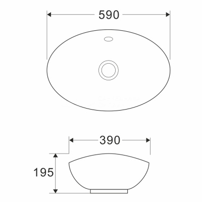 Раковина накладная на столешницу WAVE Star 590*390*195 ш*г*в с переливом, белый, овал
