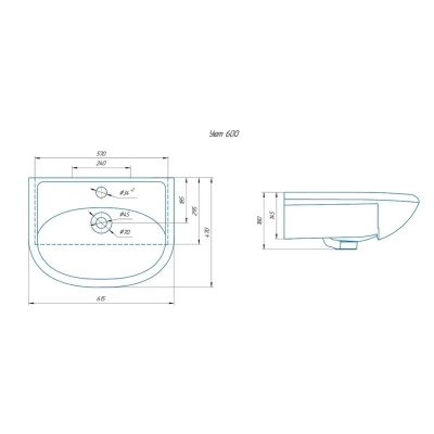 Раковина Уют 60 встраиваемая