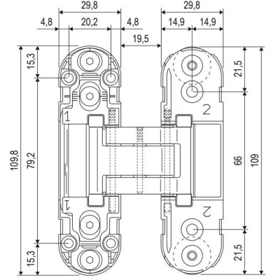 HH-24 SC,скрытая петля, цвет мат.хром