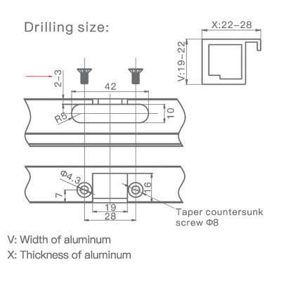 CON BRIO Накладная петля без доводчика для алюминиевого профиля