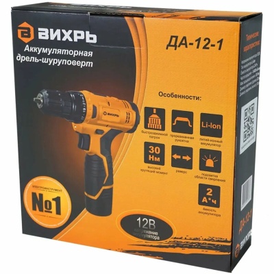 Дрель-шуруповерт аккумулят. ДА-12-1 (2,0А/ч) ВИХРЬ 72/14/11