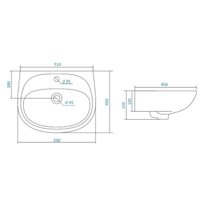 Раковина Сантек Анимо-55 подвесная