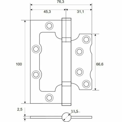 Петля накл. 100*75*2,5-В2-BLM (черный) пара