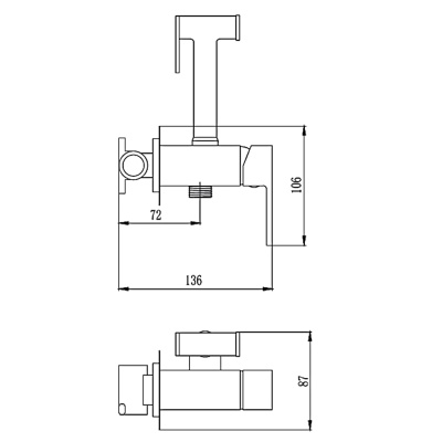 HB5511 Haiba Смеситель д/душа и биде с гигиенич.лейкой, картридж перекл., хром