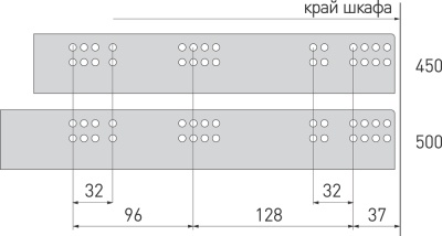 Направляющие SENZA Sincrono PLUS 450 (скрыт монтаж полного выдвижения синхрон 3D clip тип В, 10шт/уп)