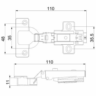 Петля SENZA накладная с обратной пружиной, clip-on (100шт/уп)