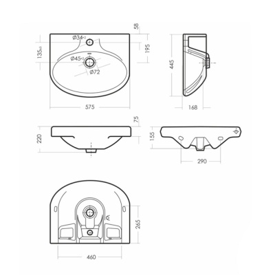 Умывальник Самарский 575*445 с отв.