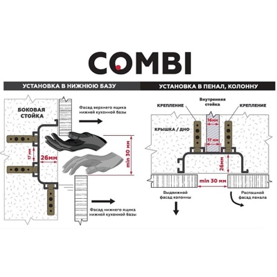 Профиль для кухонных баз С COMBI 6м белый глянец