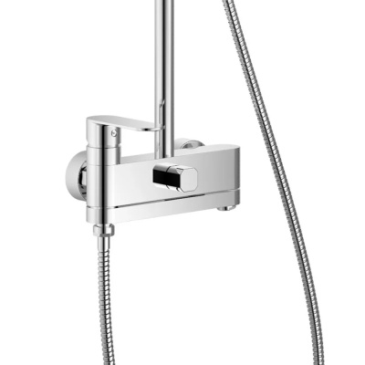 HB24590 Haiba Смеситель д/душа со стойкой, склад.излив с перек.верх.душ, лейка кар.30мм, хром