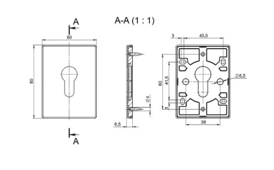 Накладка под цилиндр ESC 486-C RL (черный) BL-24