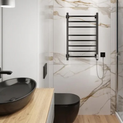 Полотенцесушитель электр. ЛЦ 80*40 8 перекл. ТРИУМФ ЧЕРНЫЙ (унив под,таймер,372 Вт)