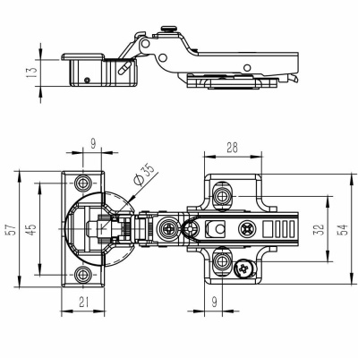 Петля SENZA Extra полунакладная (4D clip-on 35 дов, 100шт/уп)