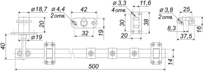 Z409CP.4/500 Центральный замок на 3 ящика с крепл. к фасаду BOYARD
