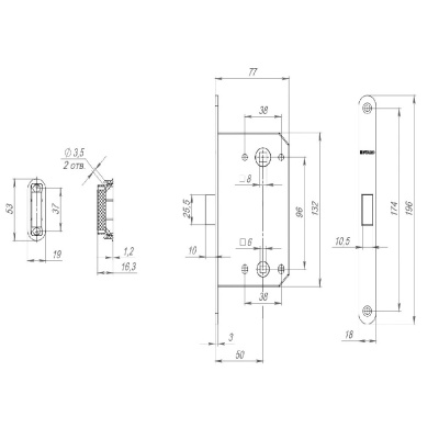Защелка врезная MAGNET M96WC-50 BLчерный