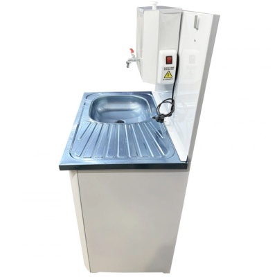 Рукомойник Дуэт 2-х дверный металл. 500*800 белый (с ЭВН-20л + мойка НЕРЖ.+ кран металл.)