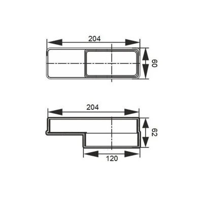 Соединитель 60х120/60х204 эксц. плоский/плоский ПВХ ( редуктор)