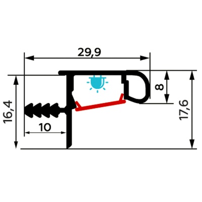 Профиль для кухонных баз Г LIMBO LED 6м золото матовое