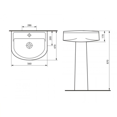 Умывальник Ресса-56 белый с/о