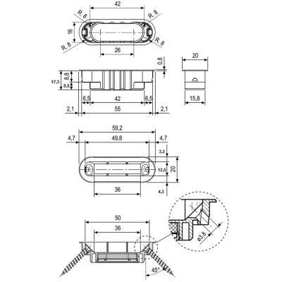 Защелка магнитная многофункциональная, черный RМ1895 BL
