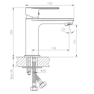 HB10505-8 Haiba Смеситель д/умывальника 35к /отв п/шпильку белый/хром