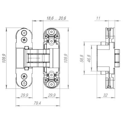 Петля скрытой установки U3D2000 (черный) Армадилло