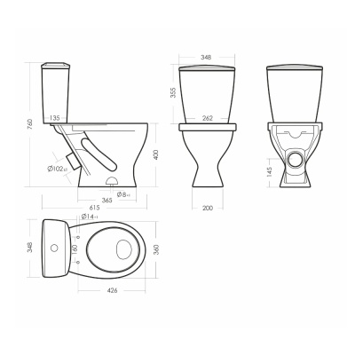 Унитаз-компакт Эталон Стандарт Белый S1(КОСОЙ ВЫХОД)